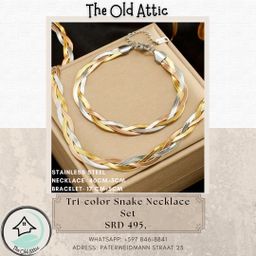 Tri color snake necklace set 
