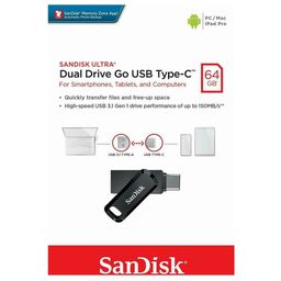 SanDisk Ultra 64GB Dual Drive Go USB Type-C for Smartphones, Tablets and Computers