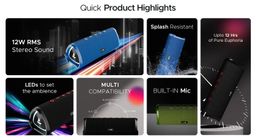 BoAt Stone 750 with up to 12 HRS Playtime, LEDs & TWS Feature 12 W Bluetooth Speaker  (Marine Blue)