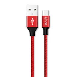 EVM Type-C 1.2 Meter Data Cable (Metal Head Nylon Braided Cable) Red Color