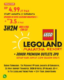 Paket 3H2M Legoland Malaysia (Low Season)