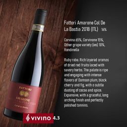 Fattori AMARONE Col De La Bastia 2018 (ITL)