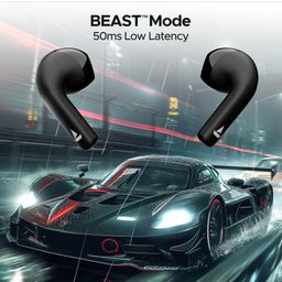 BoAt Airdopes Zing Wireless Earbuds with BEAST™ Mode, 75 Hours of Playback, ENx™ Technology, Bluetooth v5.3 - Aero Blue