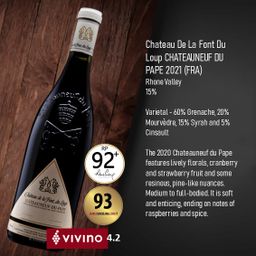 Chateau De La Font Du Loup CHATEAUNEUF DU PAPE 2021 (FRA)