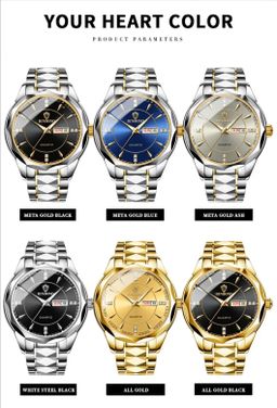BINBOND B5552 Waterproof Luminous Fashion Quartz Watches Fashion Men Watch Stainless Steel Band Wristwatch