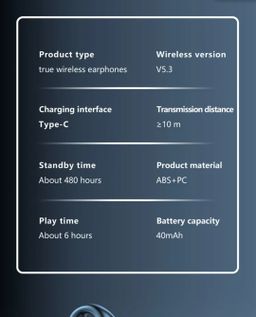 BT5.3 Open Ear Headset Bone Conduction Wireless Earbud Sport Earphones