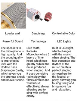 Wireless Karaoke Microphone with Speaker, Portable Handheld Karaoke Player for Home Party KTV Music Singing Playing