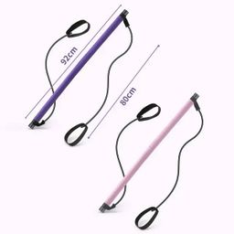 Portable Yoga Trainer Pilates Bar Kit Fitness Exercise Adjustable Pilates Stick Resistance Band W...