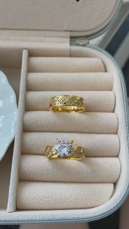 Wholesale Couple Ring Jewelry 18K Real Gold Plated Stainless Steel Zircon Diamond engagement wedding Ring bague de marriage en or