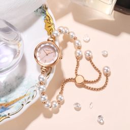 Jam Tangan Wanita Anti Air Tali Gelang Mutiara Elegan Korea [ORIGINAL]