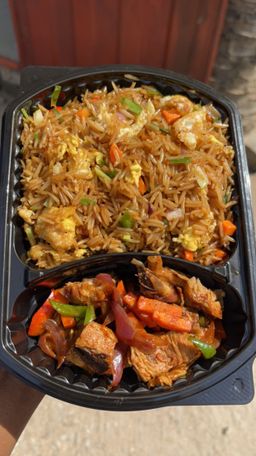 Fried rice with Peppered Chicken 
