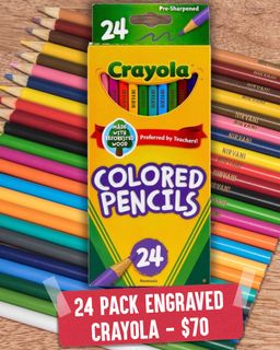 24 Pack Engraved Crayola Colored Pencils