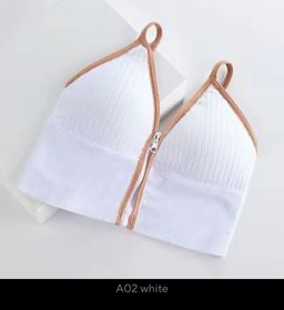 Sexy Zipper Female V Neck Wireless Bralette 