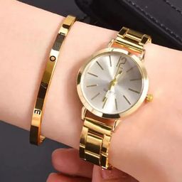 Luxury Watch for Women Simple Round Dial Stainless Fashion Gold Bracelet Quartz Wristwatch Students Ladies Watches Reloj Mujer .
