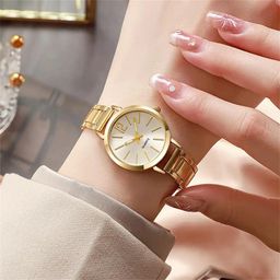 Luxury Watch for Women Simple Round Dial Stainless Fashion Gold Bracelet Quartz Wristwatch Students Ladies Watches Reloj Mujer .