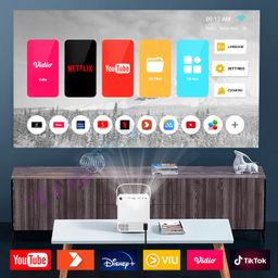 Tripsky T2mini Portable Projector 1GB RAM 8GB ROM 4K 2.4G+5G Wifi Android 9.0 OS 180 ANSI Lumen Projectors