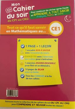 Mon Cahier du soir Mathematiques - CE1