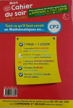 Mon Cahier du soir Mathematiques - CP2