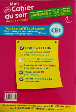 Mon Cahier du soir EDHC / HG / Science & Tech - CE1