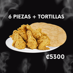 6 piezas + tortillas