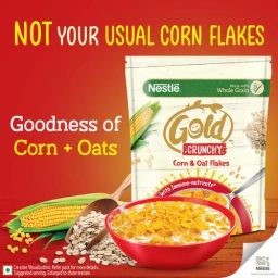 Nestle Gold Crunchy Oats & Cornflakes With Immuno-Nutrients, Wholegrain, Breakfast Cereal, 850 g Pouch