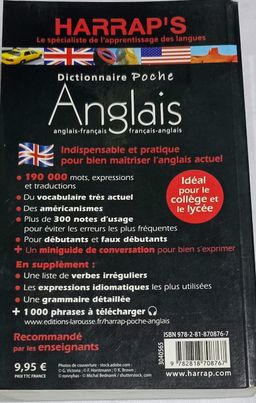 Dictionnaire HARRAPS Poche ANGLAIS