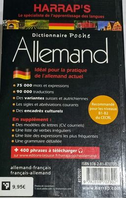 Dictionnaire HARRAPS Poche ALLEMAND