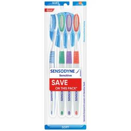 Sensodyne Sensitive Toothbrush - With Soft Rounded Bristles, 4 pcs