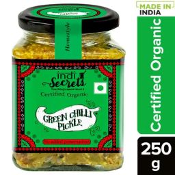indiSecrets Organic Punjabi Green Chilli Pickle - Homestyle, 250 g Made With Mustard Oil