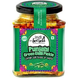indiSecrets Organic Punjabi Green Chilli Pickle - Homestyle, 250 g Made With Mustard Oil