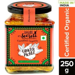 indiSecrets Organic Himachali Ginger Pickle - Homestyle, 250 g Made With Mustard Oil