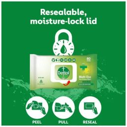 Dettol Multi-use Skin & Surface Wipes, 80 pcs