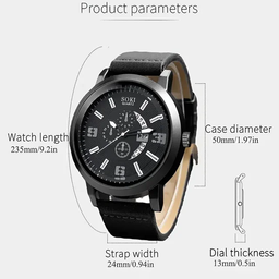 6272 4 pcs/Set Casual Leather Strap Number Date Quartz Wristwatch Man Simple Sport Style Male Clock