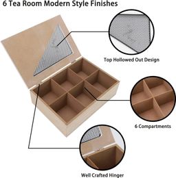 6 compartments wooden teabag / coffee organizer