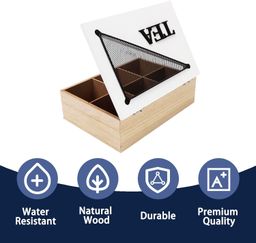 6 compartments wooden teabag / coffee organizer