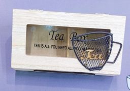 2 compartments wooden teabag / coffee organizer