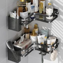 2 Pcs Bathroom Shower caddy with toothbrush holder