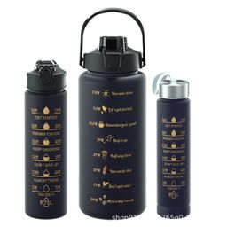 Black themed motivational water bottles 3pcs set