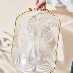 Acrylic rectangular Vanity Tray with Gold Handles