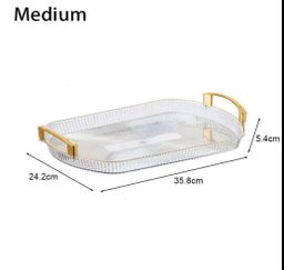 Acrylic rectangular Vanity Tray with Gold Handles