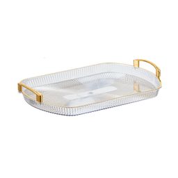 Acrylic rectangular Vanity Tray with Gold Handles