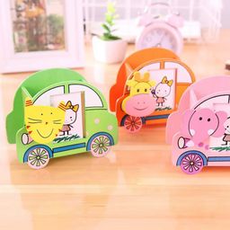 Wooden cartoon car shaped pen holder