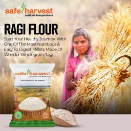 Safe Harvest Ragi Flour/Ragi Hittu - Pesticide Free, 1 kg