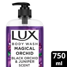 Lux Body Wash Fragrant Skin Black Orchid Scent & Juniper Oil SuperSaver XL Pump Bottle with Long Lasting Fragrance Glycerine Paraben Free Extra Foam, 750 ml Bottle