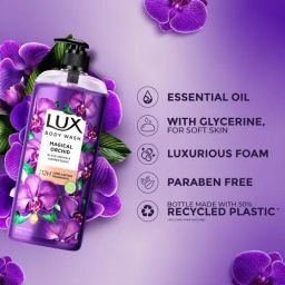 Lux Body Wash Fragrant Skin Black Orchid Scent & Juniper Oil SuperSaver XL Pump Bottle with Long Lasting Fragrance Glycerine Paraben Free Extra Foam, 750 ml Bottle