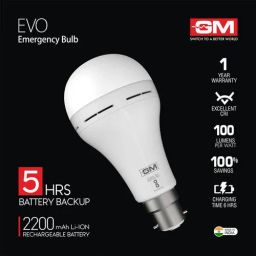 GM Evo 9 Watt Emergency Inverter Bulb - Environment Friendly, Provides White, Cool Day Light, 1 pc