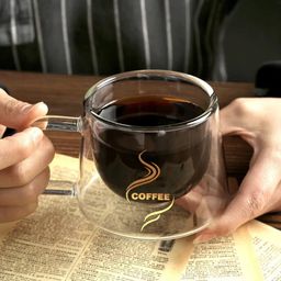 Heat-Resistant Borosilicate Double- Wall Glass Coffee Mug