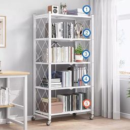 5-Tier Folding Shelf with Wheels 