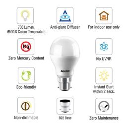 AGARO Smart LED Bulb - Cool Daylight White, Round, 12 Watts, B22 Base, 1 pc
