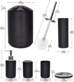 6pcs Bathroom Accessories Set with dent on the trashcan  lid 